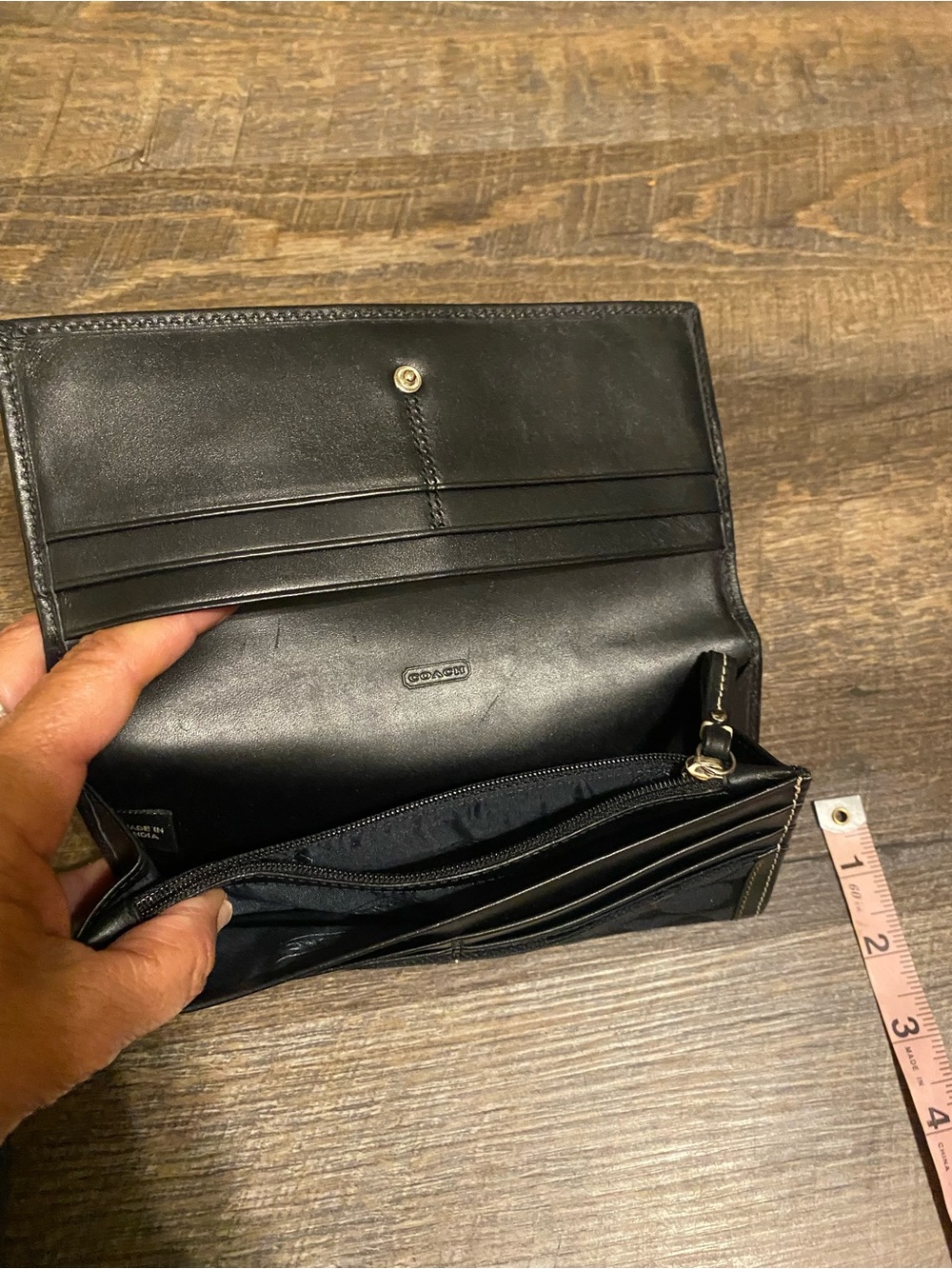 Coach Black Wallet Womens Snap Trifold Zipper Pocket - Picture 7 of 8